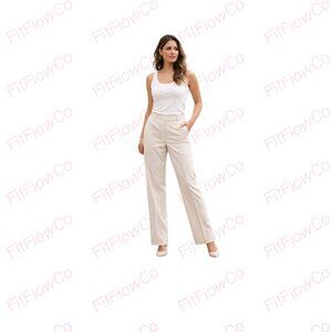 🤍 Kasper Classics Ecru Pinstripe Dress Pants – Size 10 – NWT